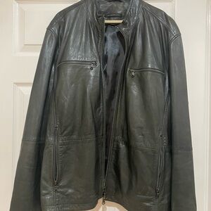 John Varvatos Dark Gray Leather Jacket